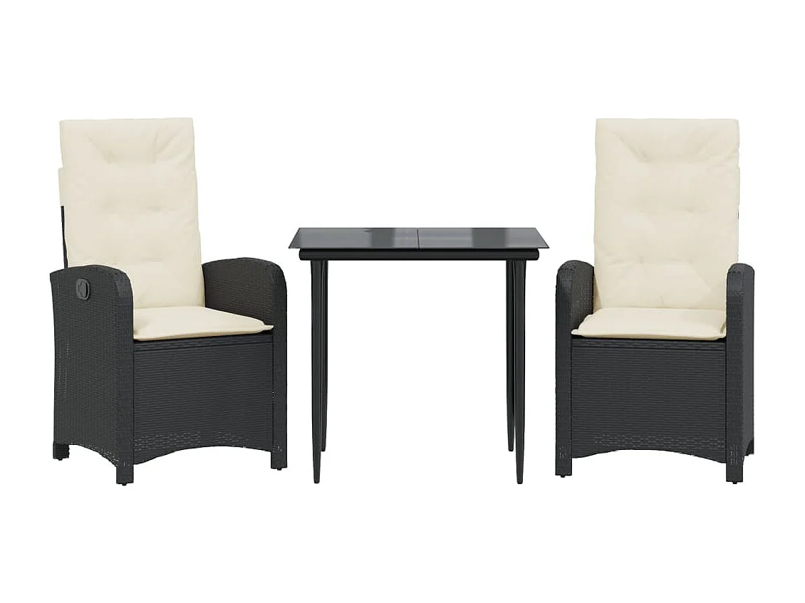 Ensemble à manger de jardin avec coussins 3 pcs Noir BE77527