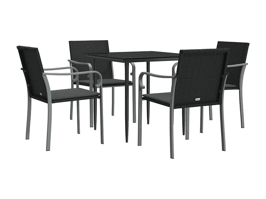 Comedor de jardín 5 piezas y cojines ratán sintético y acero YOE31674