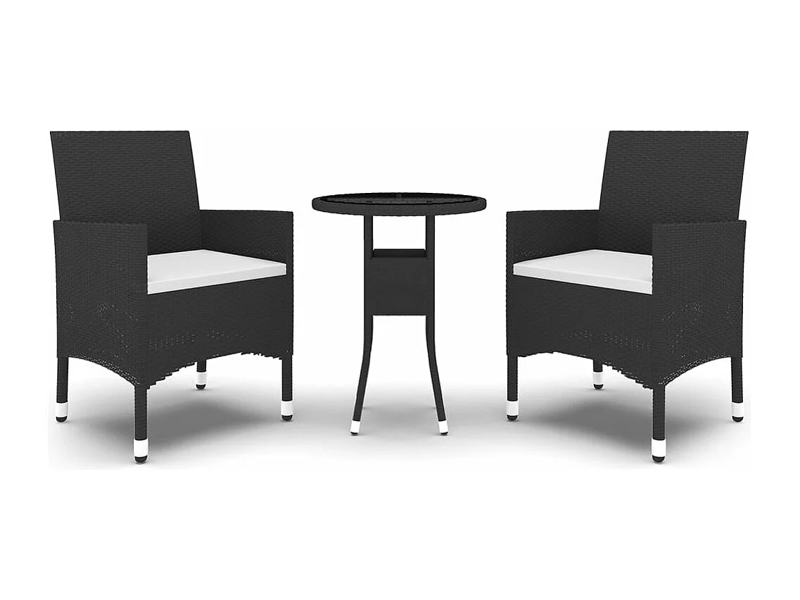 Salle à manger de jardin 3 pcs Résine tressée Noir BE86284