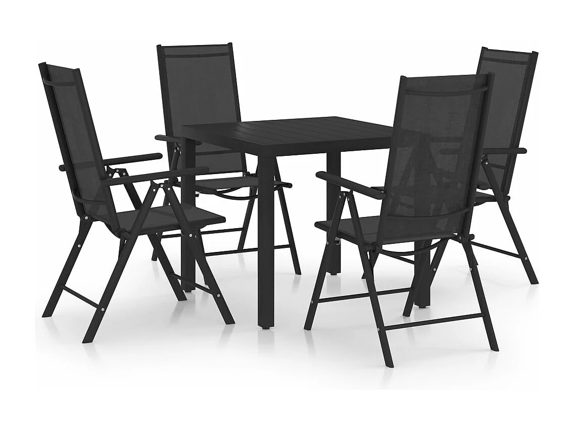 Set Mobili da Pranzo per Giardino 5 Pz in Alluminio Nero CFW296479