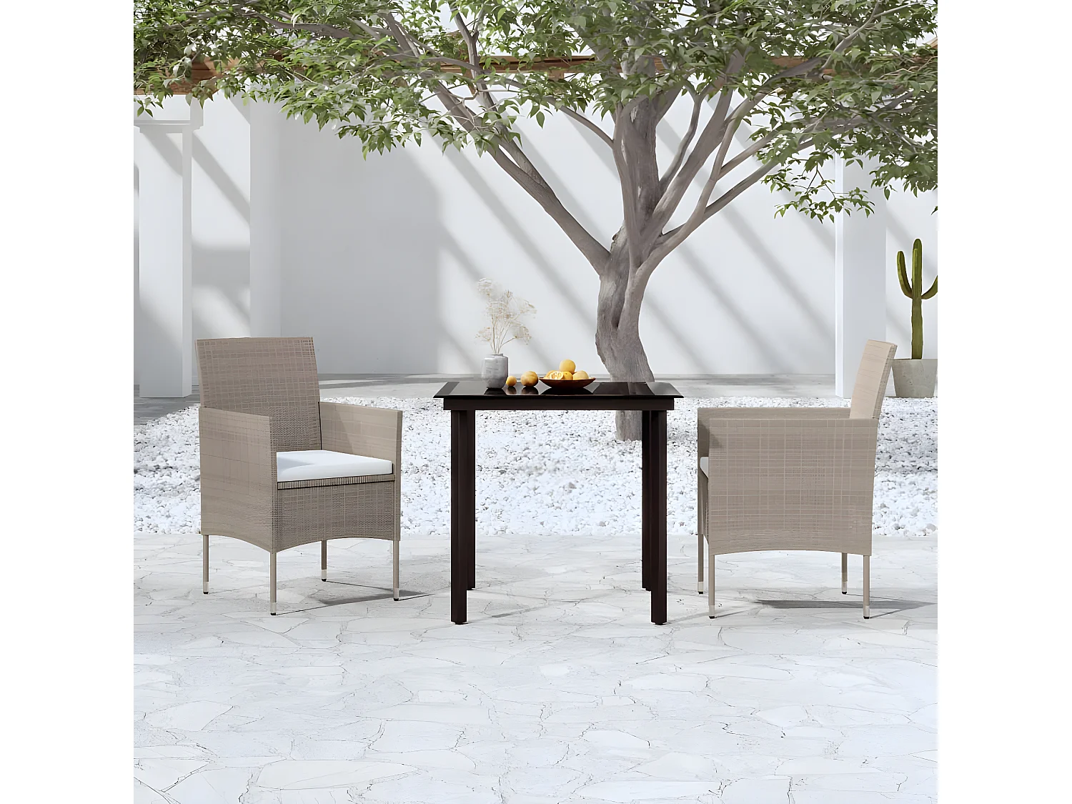 Salle à manger de jardin coussins 3 pcs Beige/noir BE90543