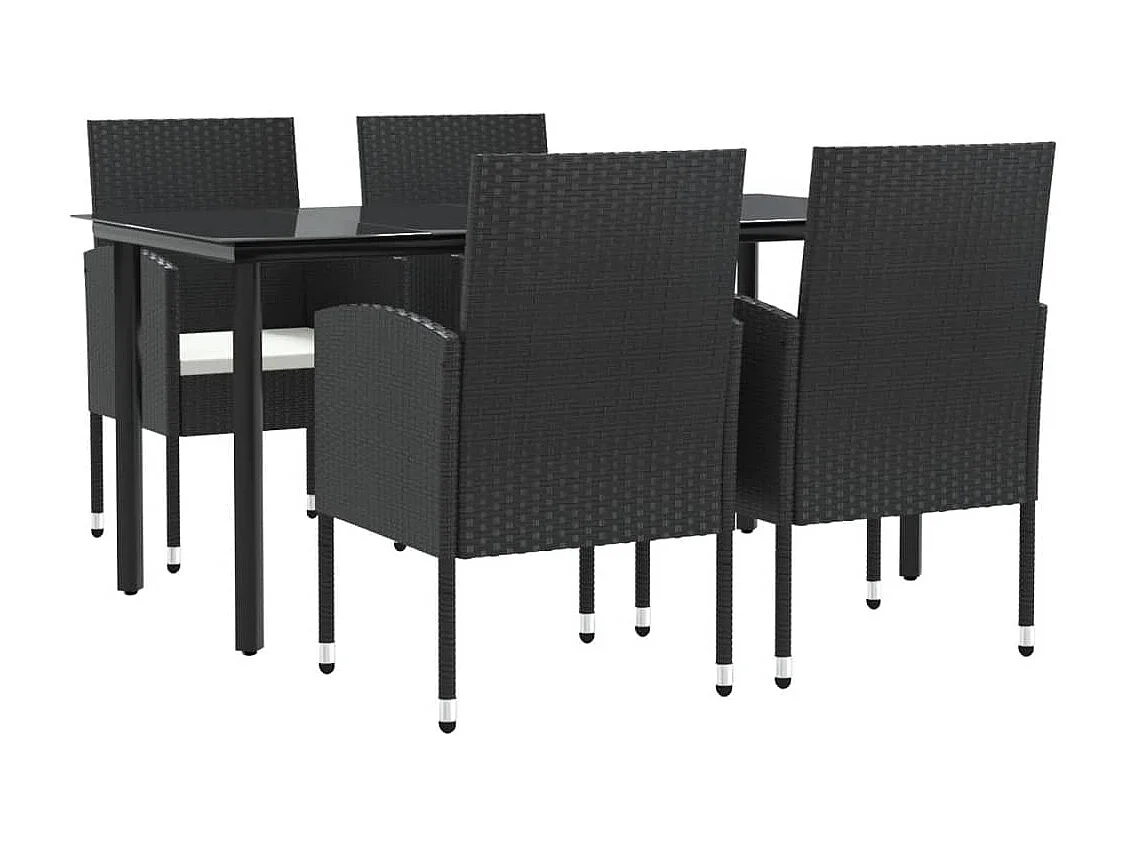 Ensemble à manger de jardin 5 pcs noir résine tressée et acier BE73841