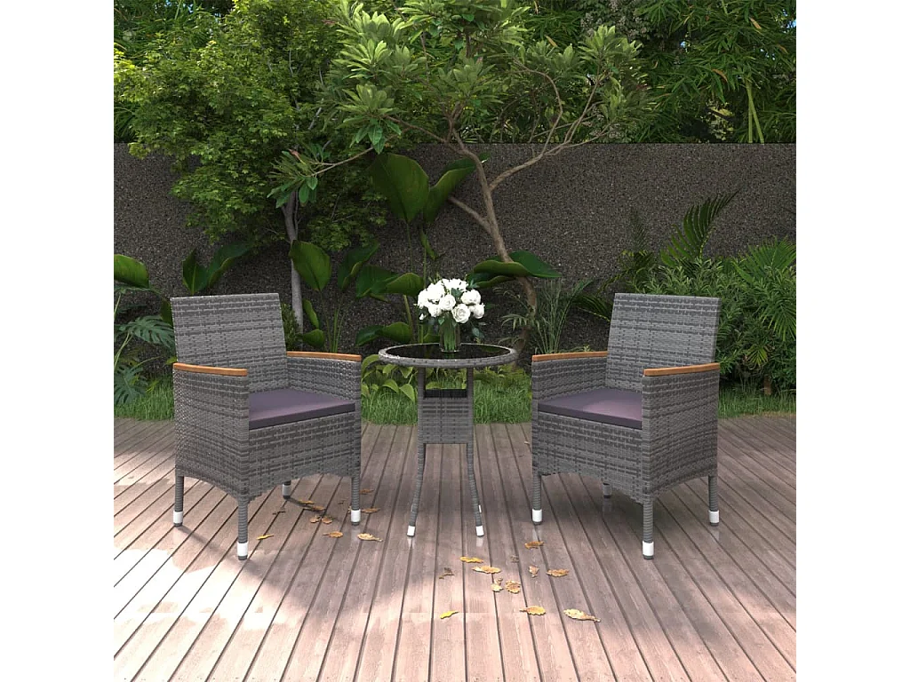 3-delige Tuinset poly rattan grijs NL342027