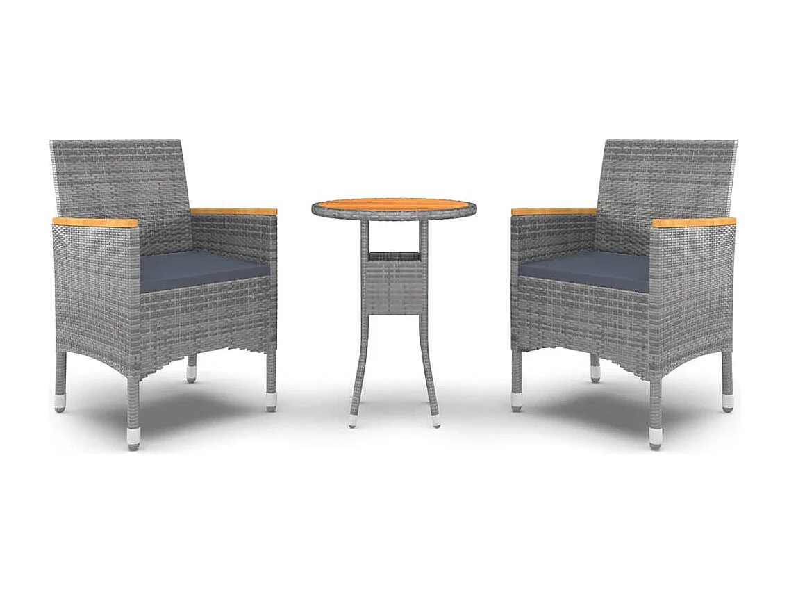Salle à manger de jardin 3 pcs Résine tressée Gris GFDF21032