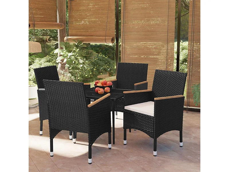 Ensemble à manger de jardin avec coussins 5 pcs Noir BE40845