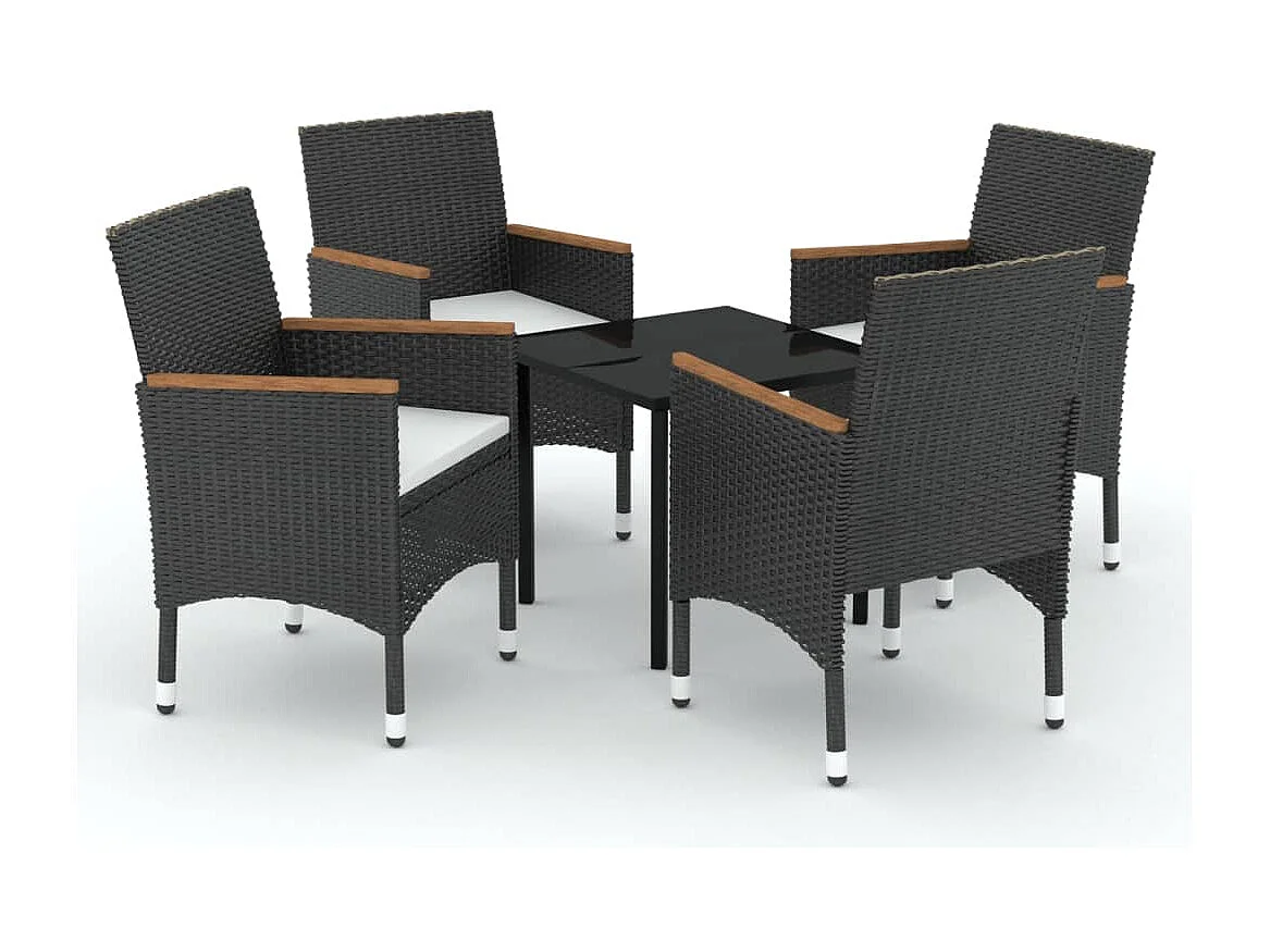 Ensemble à manger de jardin avec coussins 5 pcs Noir BE40845