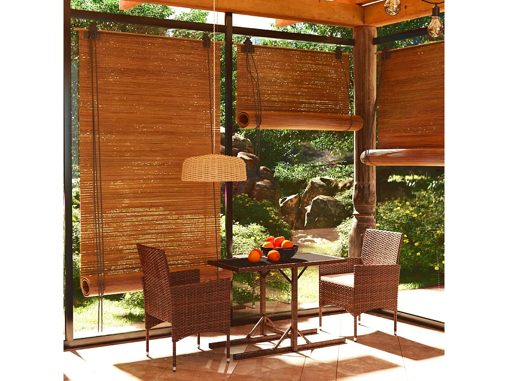 Ensemble de salle à manger de jardin 3 pcs Marron GFDF21813