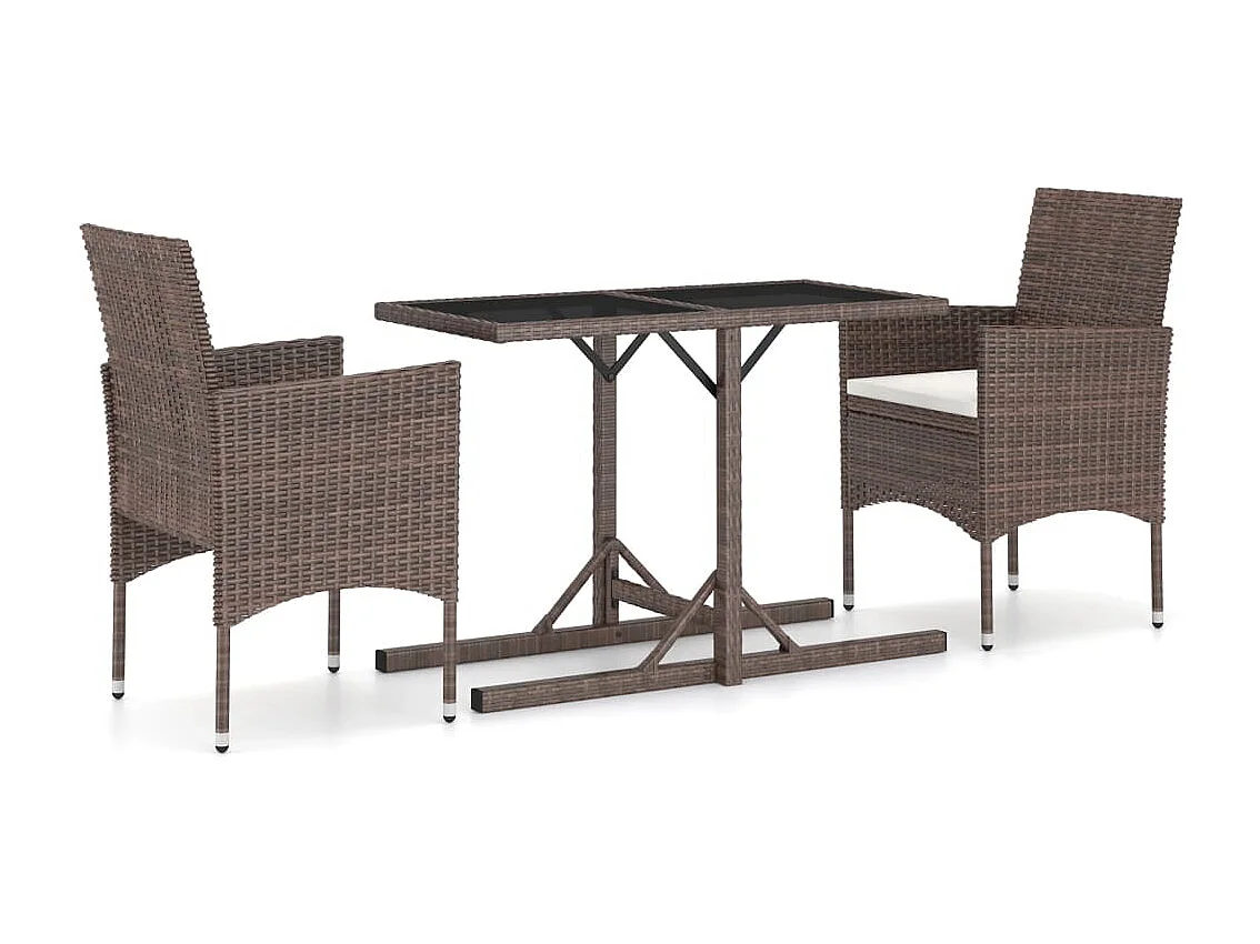 Ensemble de salle à manger de jardin 3 pcs Marron GFDF21813