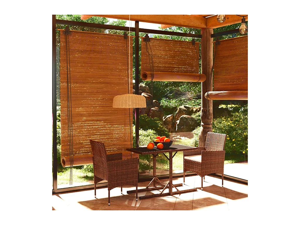 Ensemble de salle à manger de jardin 3 pcs Marron GFDF21813