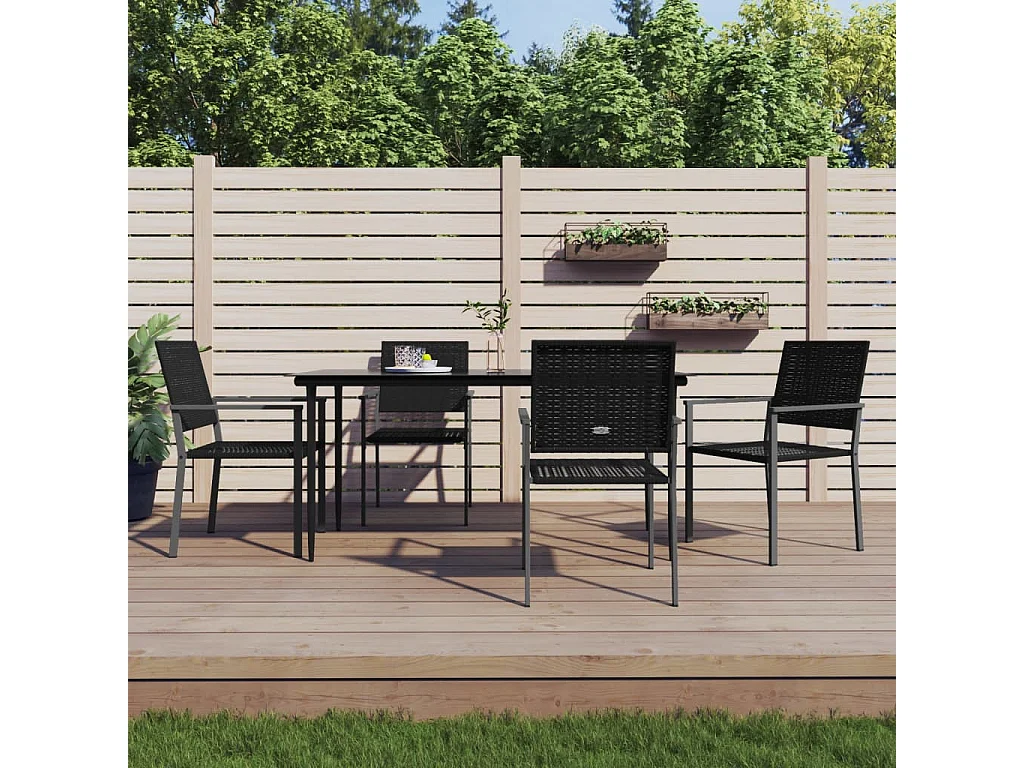 5 pcs conjunto de jantar p/ jardim vime PE e aço PT681098