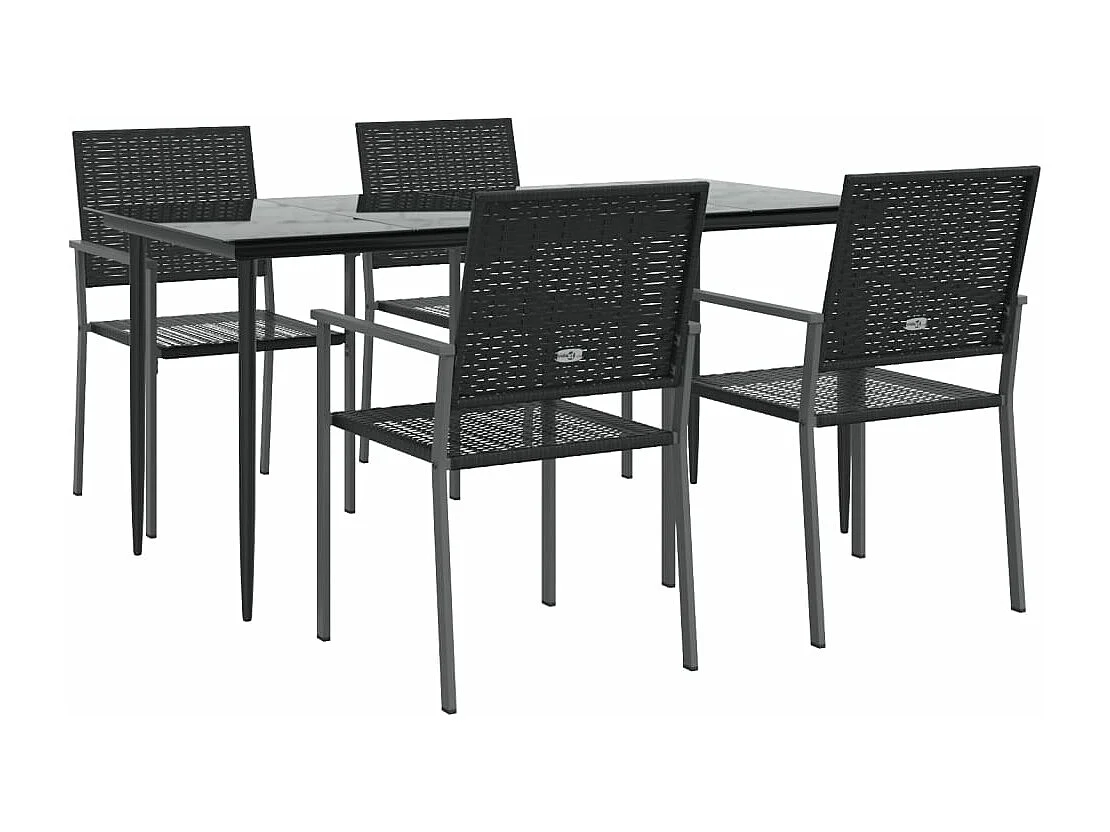 5 pcs conjunto de jantar p/ jardim vime PE e aço PT681098