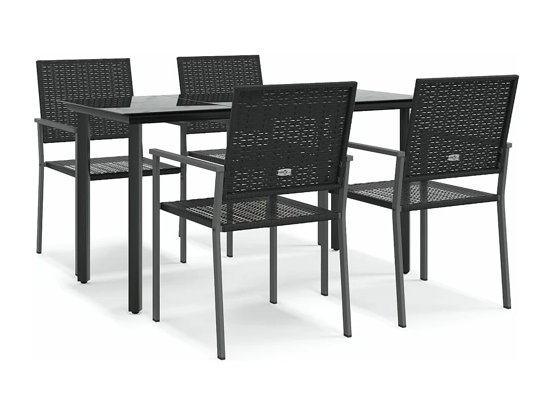 Ensemble à manger de jardin 5 pcs résine tressée acier BE31608