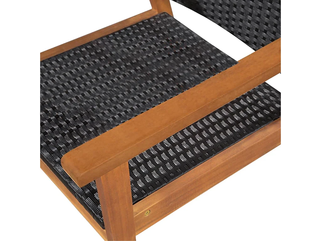 5 pcs conjunto de jantar para jardim vime PE preto e castanho PT655804