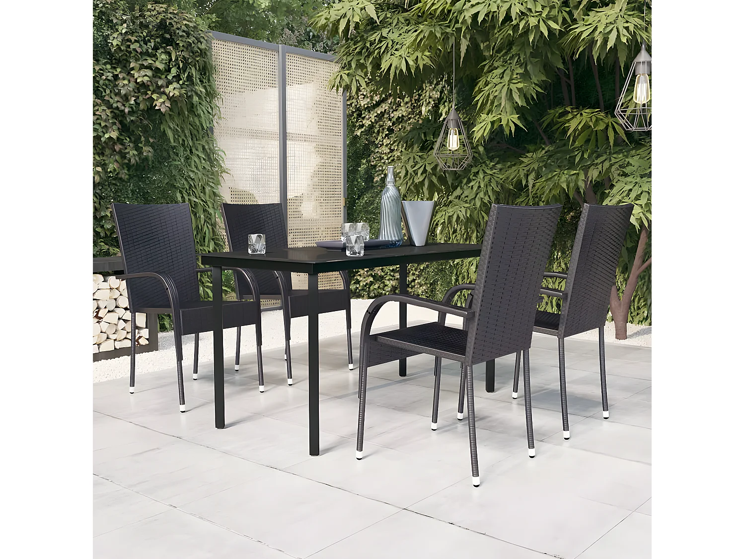 Ensemble de salle à manger d'extérieur 5 pcs Noir BE24839