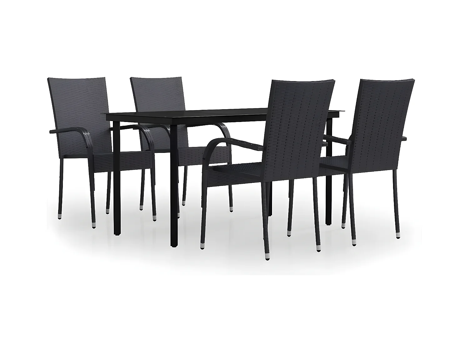 5 pcs conjunto de jantar para jardim preto PT731428