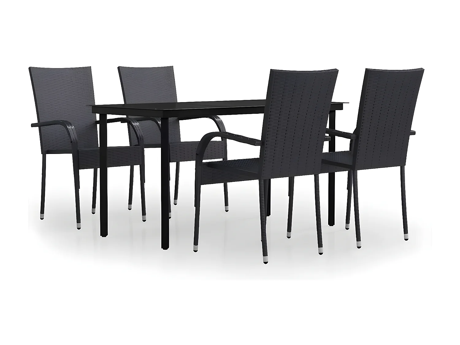 Ensemble de salle à manger d'extérieur 5 pcs Noir BE24839
