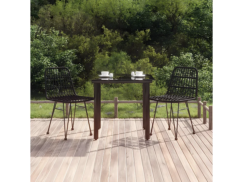 Comedor de jardín 3 piezas ratán sintético negro YOE55504