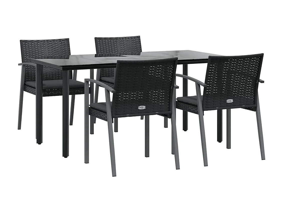 5-tlg. Garten-Essgruppe,Gartensitzgruppe mit Kissen Poly Rattan und Stahl -gkd32738