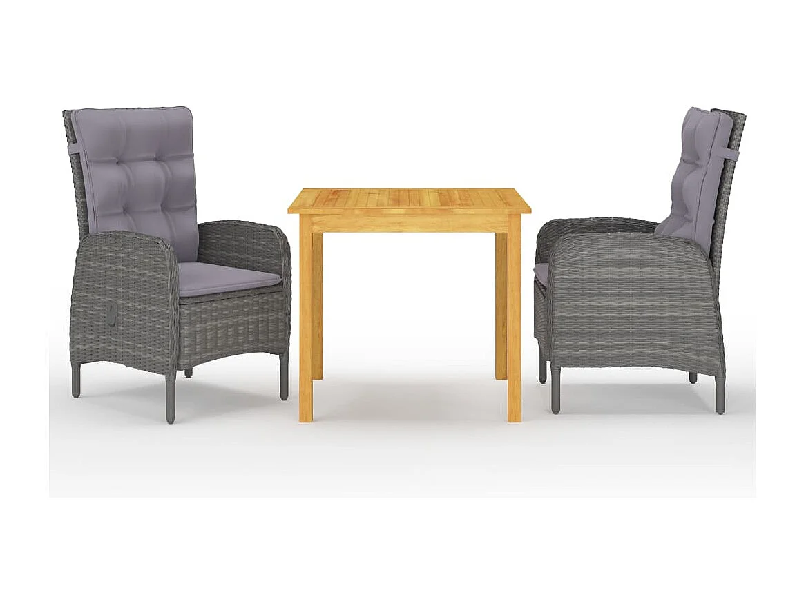 3-tlg. Garten-Essgruppe,Gartensitzgruppe Grau -gkd40010