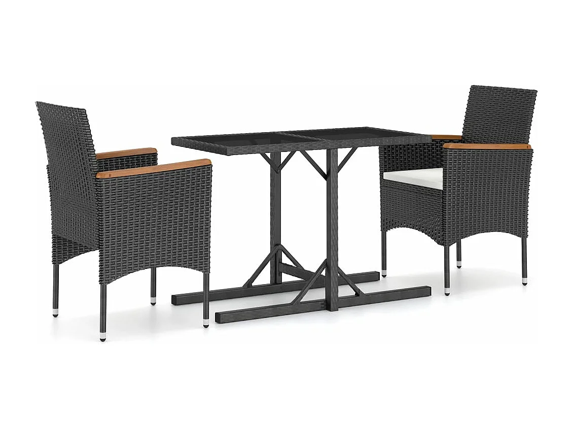 Ensemble de salle à manger de jardin 3 pcs Noir BE65100