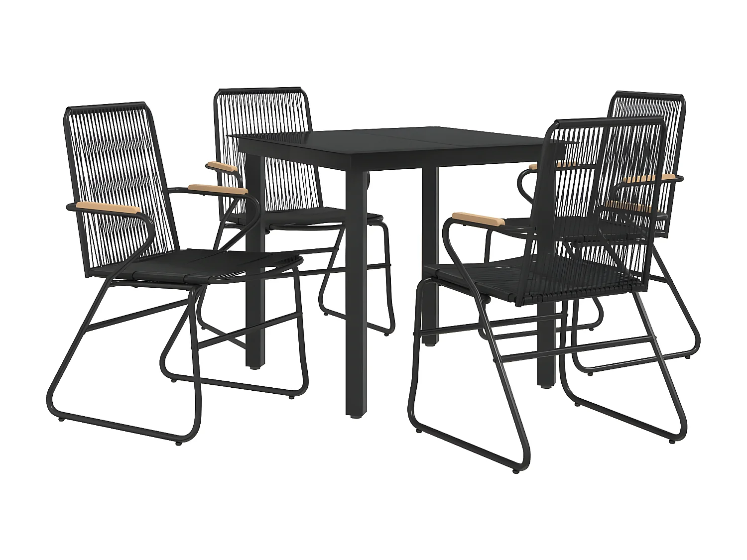 Ensemble à manger de jardin 5 pcs Noir Rotin PVC BE54827