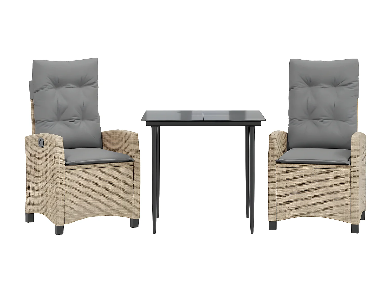 3-tlg. Garten-Essgruppe,Gartensitzgruppe mit Kissen Beigemischung Poly Rattan -gkd26326