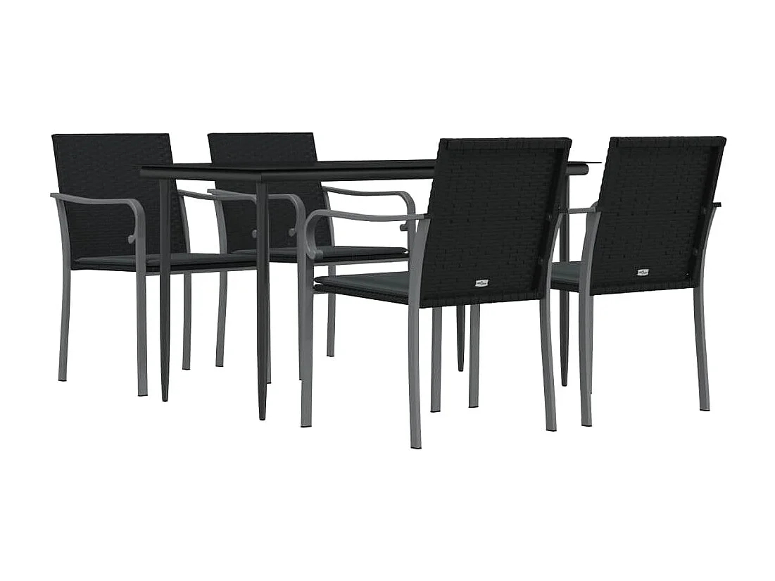 5-tlg. Garten-Essgruppe,Gartensitzgruppe mit Kissen Poly Rattan und Stahl -gkd44401