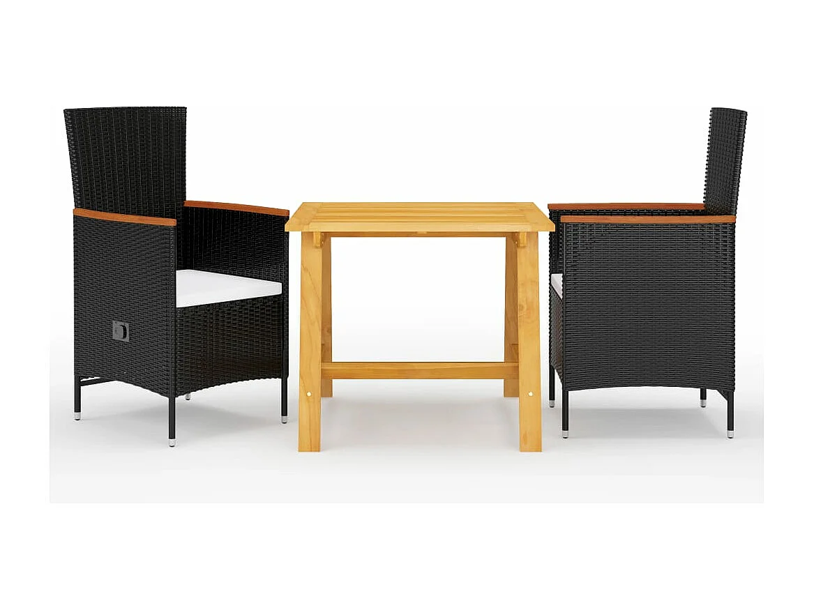 Ensemble de salle à manger de jardin 3 pcs Noir GFDF59731