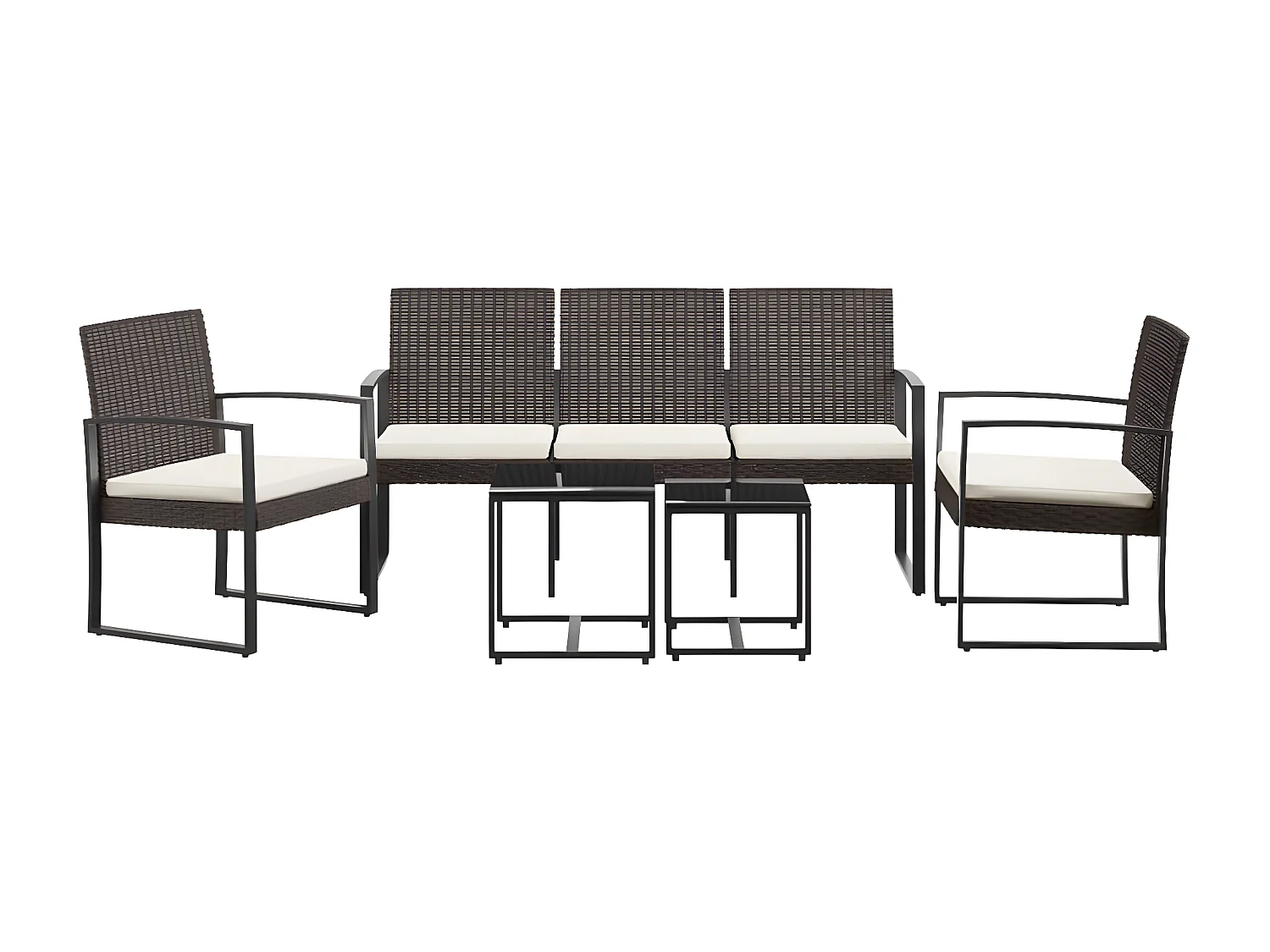 Ensemble à manger de jardin avec coussins 5 pcs marron rotin PP BE78763