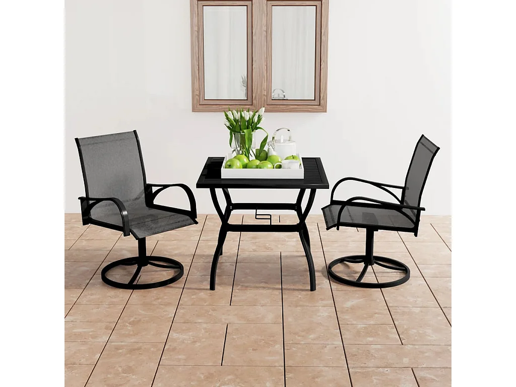 Ensemble de salle à manger de jardin 3 pcs Textilène et acier BE50974