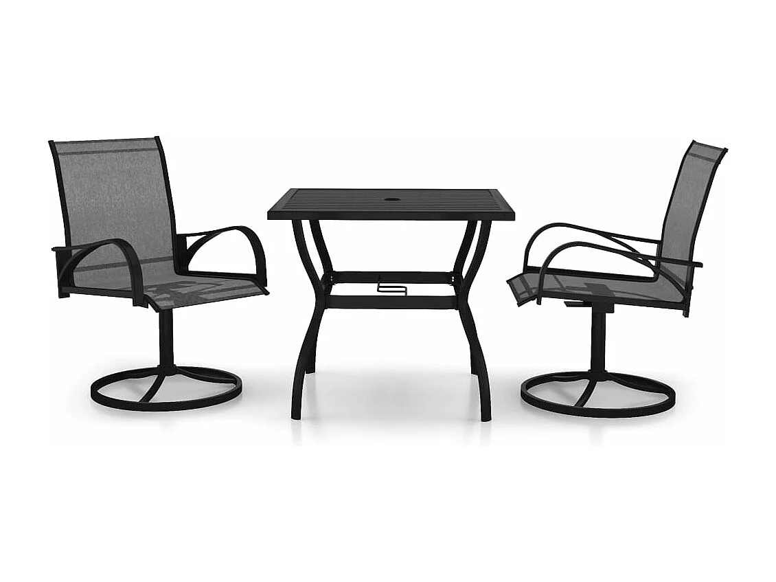 Ensemble de salle à manger de jardin 3 pcs Textilène et acier BE50974