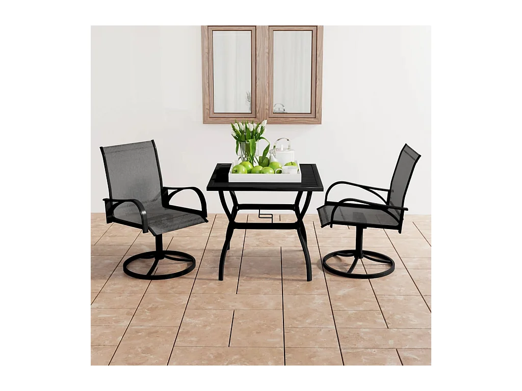 Ensemble de salle à manger de jardin 3 pcs Textilène et acier BE50974
