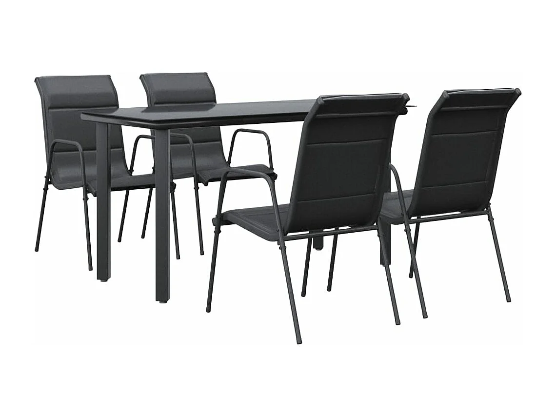 Comedor de jardín 5 piezas acero y textilene negro YOE29730