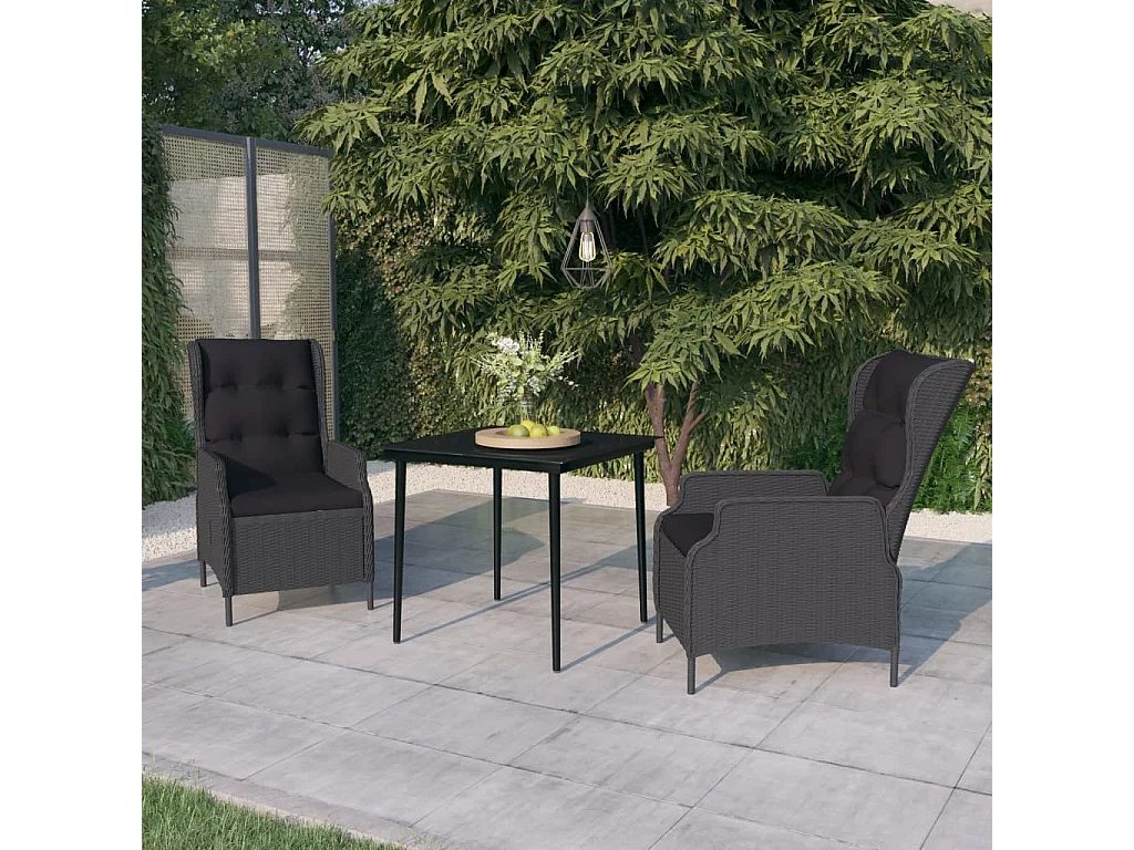 Ensemble de salle à manger de jardin 3 pcs Gris foncé BE53572