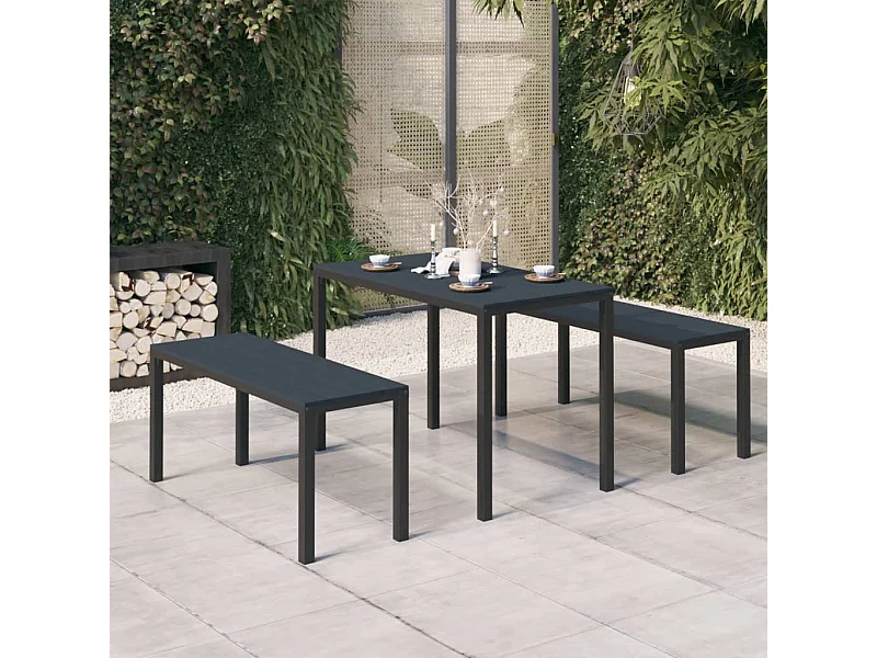 Ensemble à manger de jardin 3 pcs acier et WPC noir BE44729