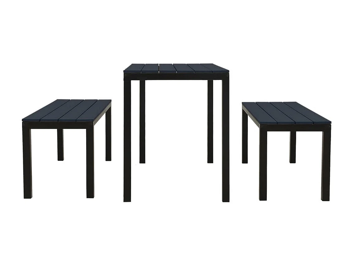 Ensemble à manger de jardin 3 pcs acier et WPC noir BE44729