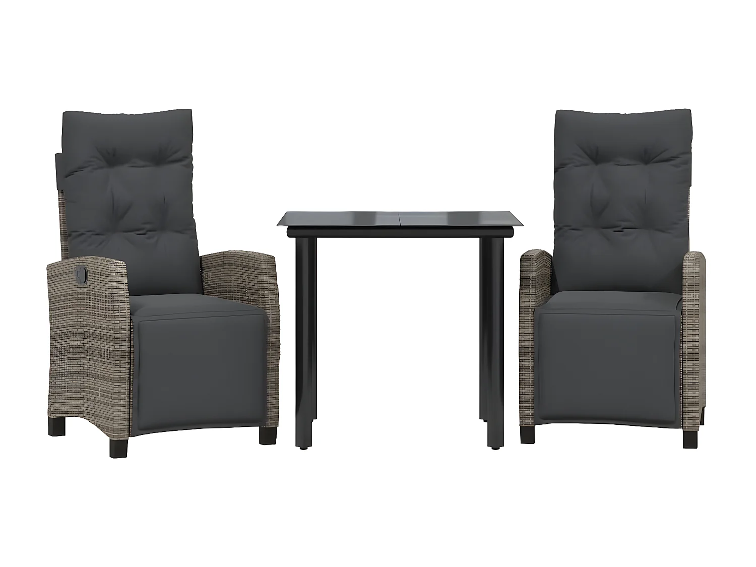 Ensemble à manger de jardin 3 pcs coussins gris résine tressée BE94619