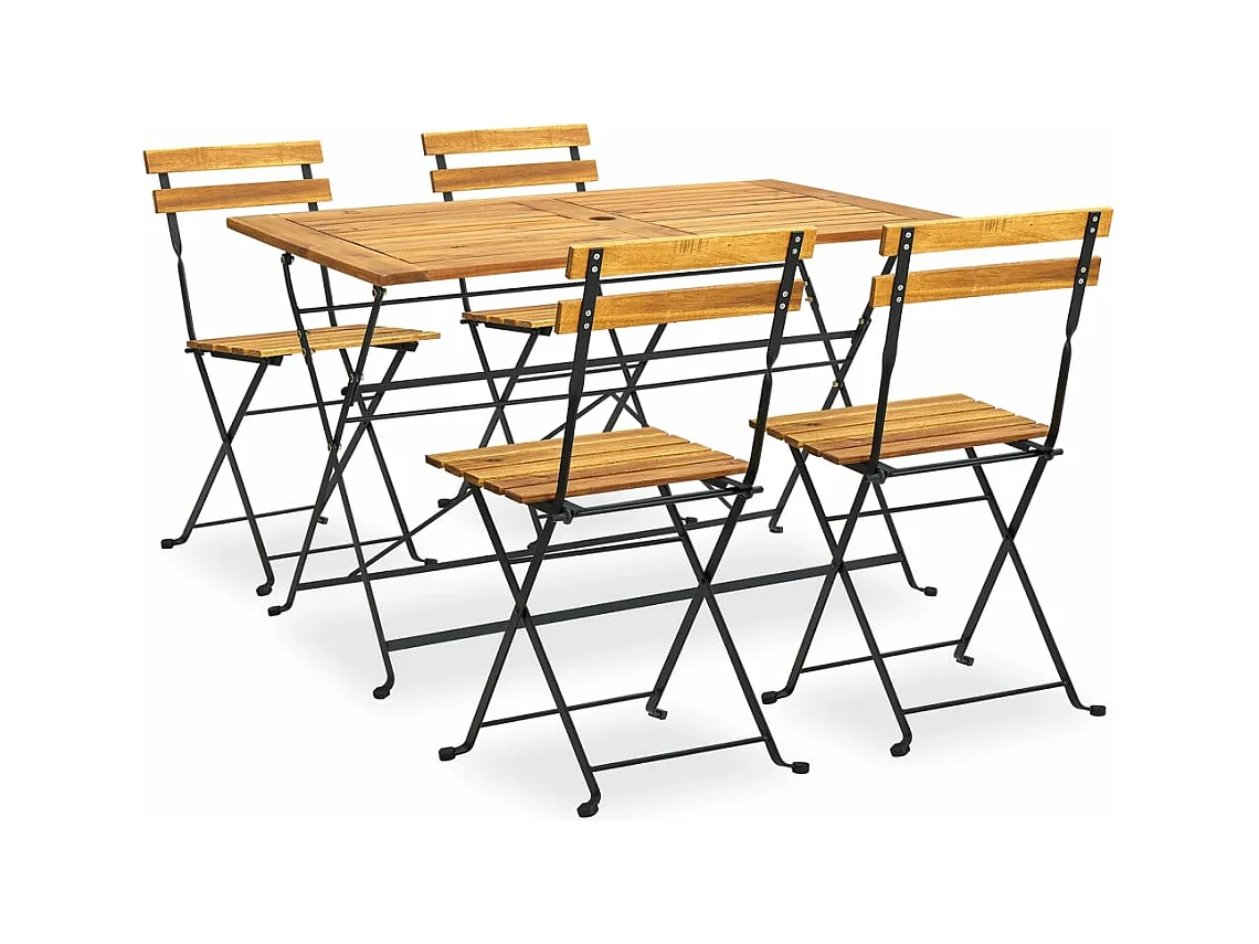 Comedor de jardín plegable 5 pzas madera maciza acacia YOE43332