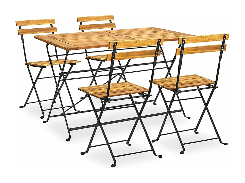 Salle à manger de jardin pliable 5 pcs Bois d'acacia solide BE60865
