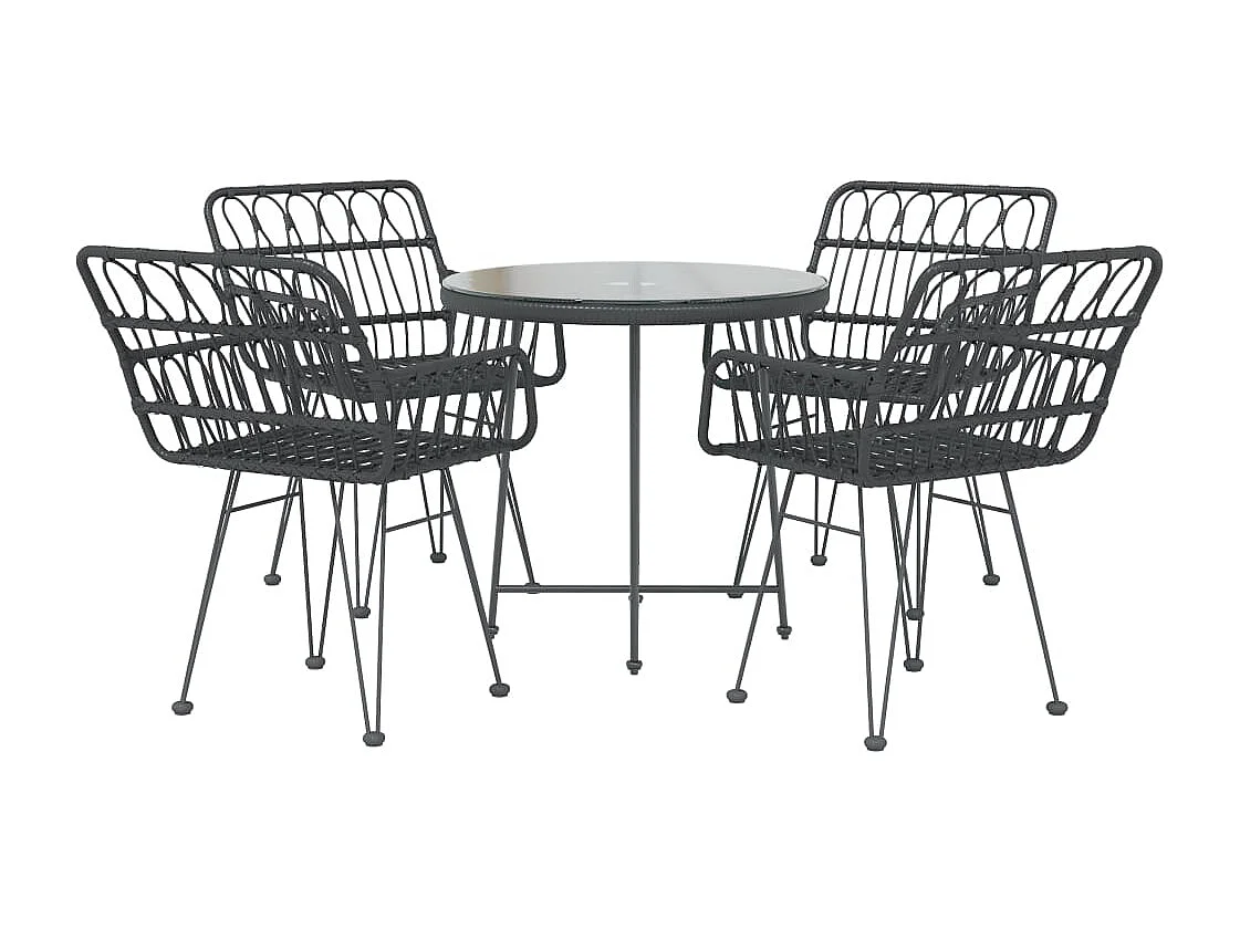 5-delige Tuinset poly rattan zwart NL244311