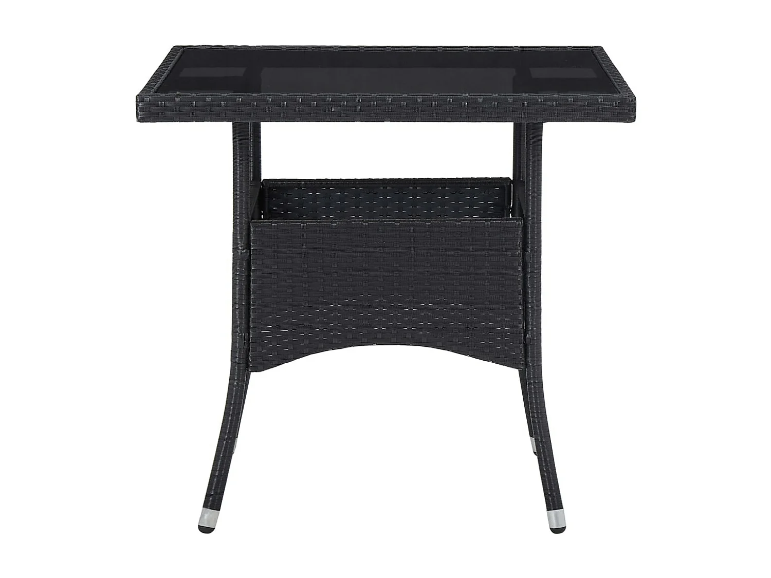 5-delige Tuinset poly rattan en gehard glas zwart NL124670