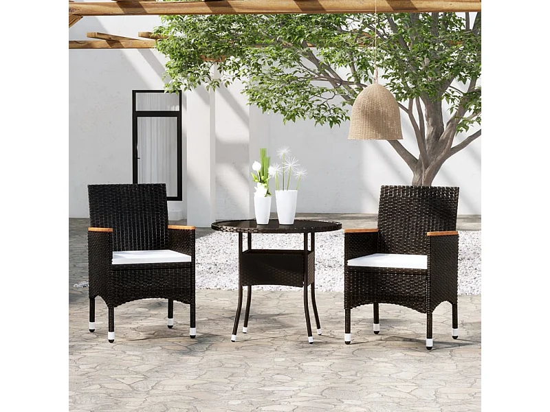 3-delige Tuinset poly rattan zwart NL657097