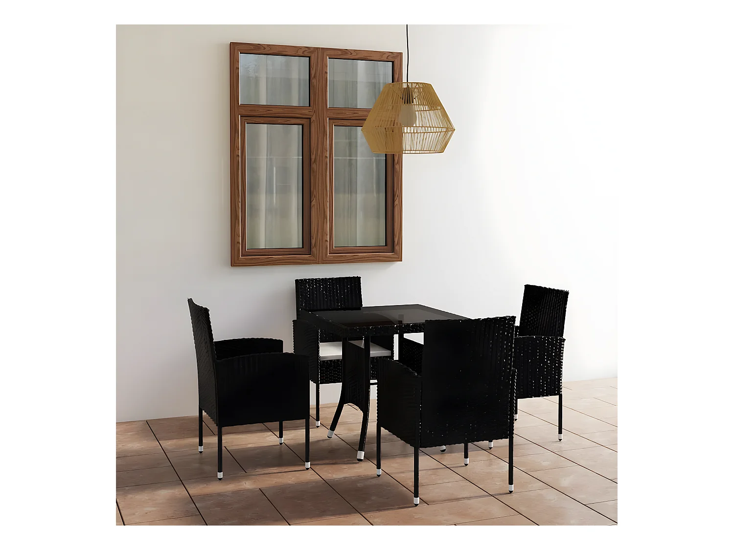 Ensemble à dîner de jardin 5 pcs Résine tressée Noir BE72275