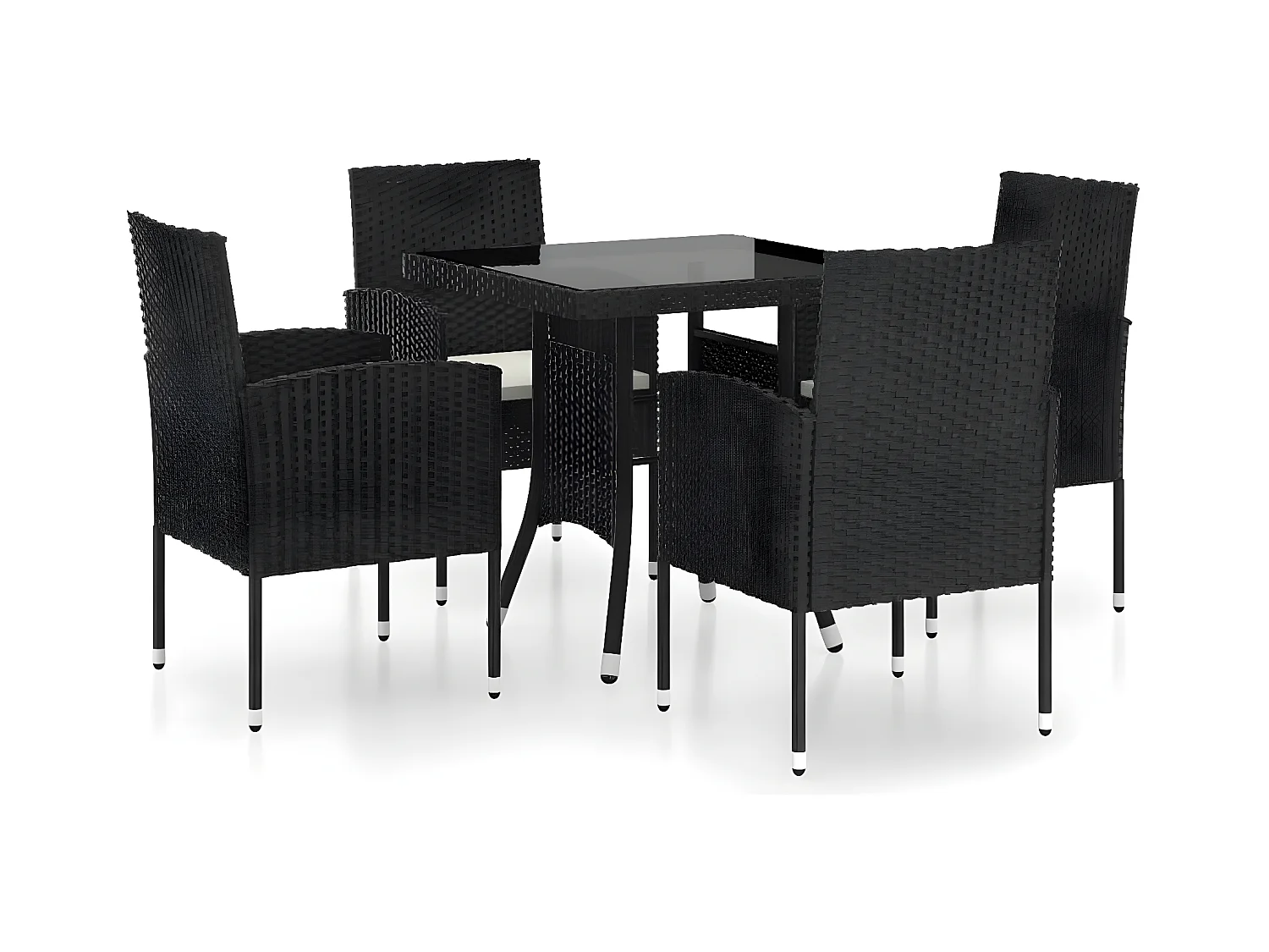 Ensemble à dîner de jardin 5 pcs Résine tressée Noir BE72275