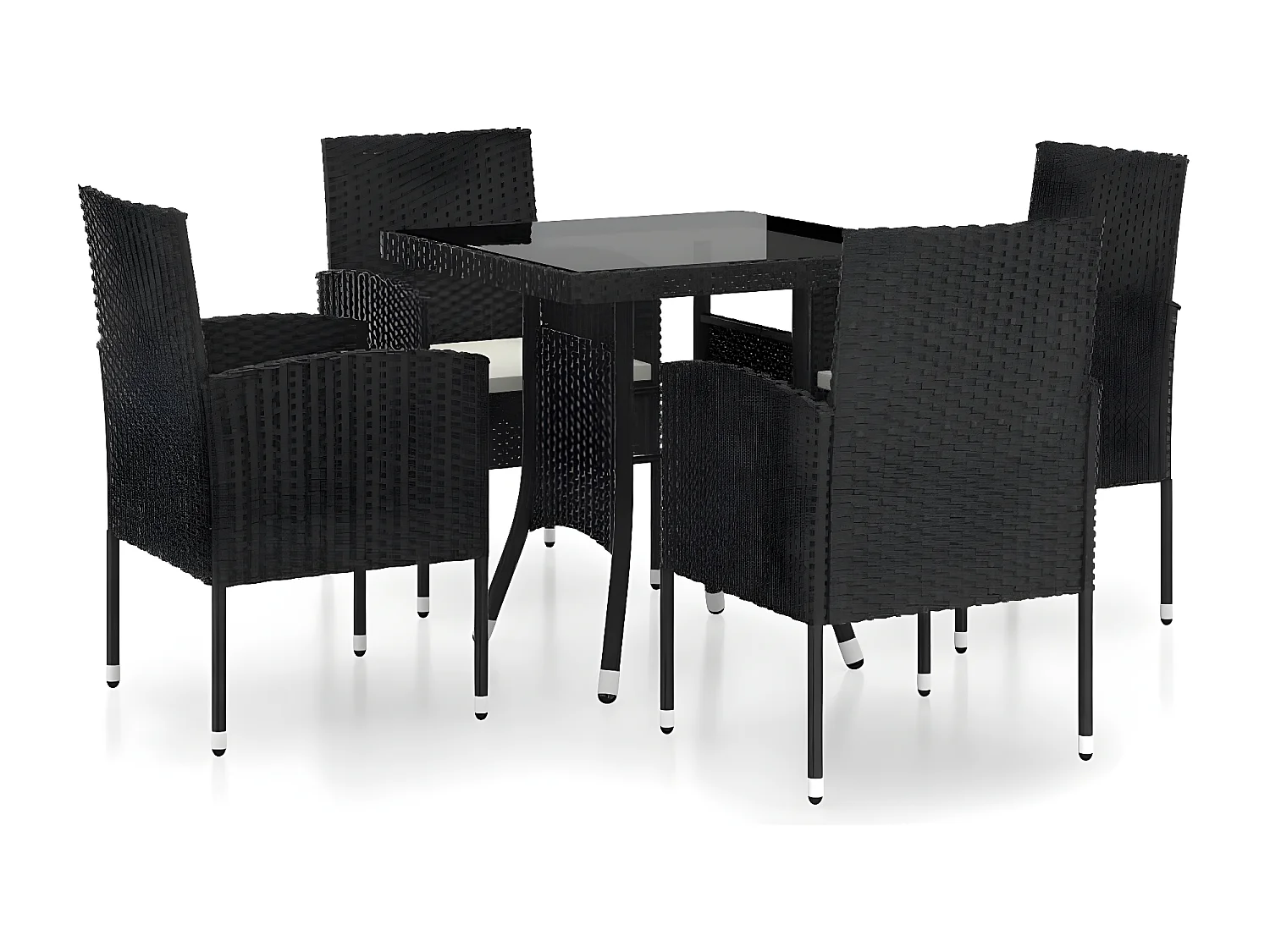 Ensemble à dîner de jardin 5 pcs Résine tressée Noir BE72275