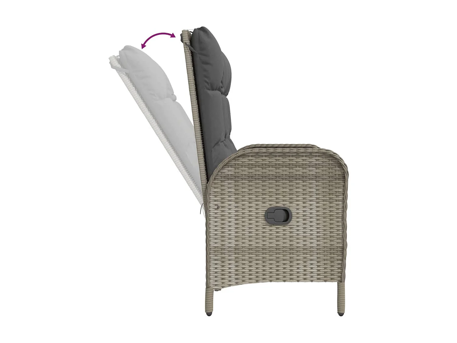 Ensemble à manger jardin et coussins 2 pcs gris rotin BE28530