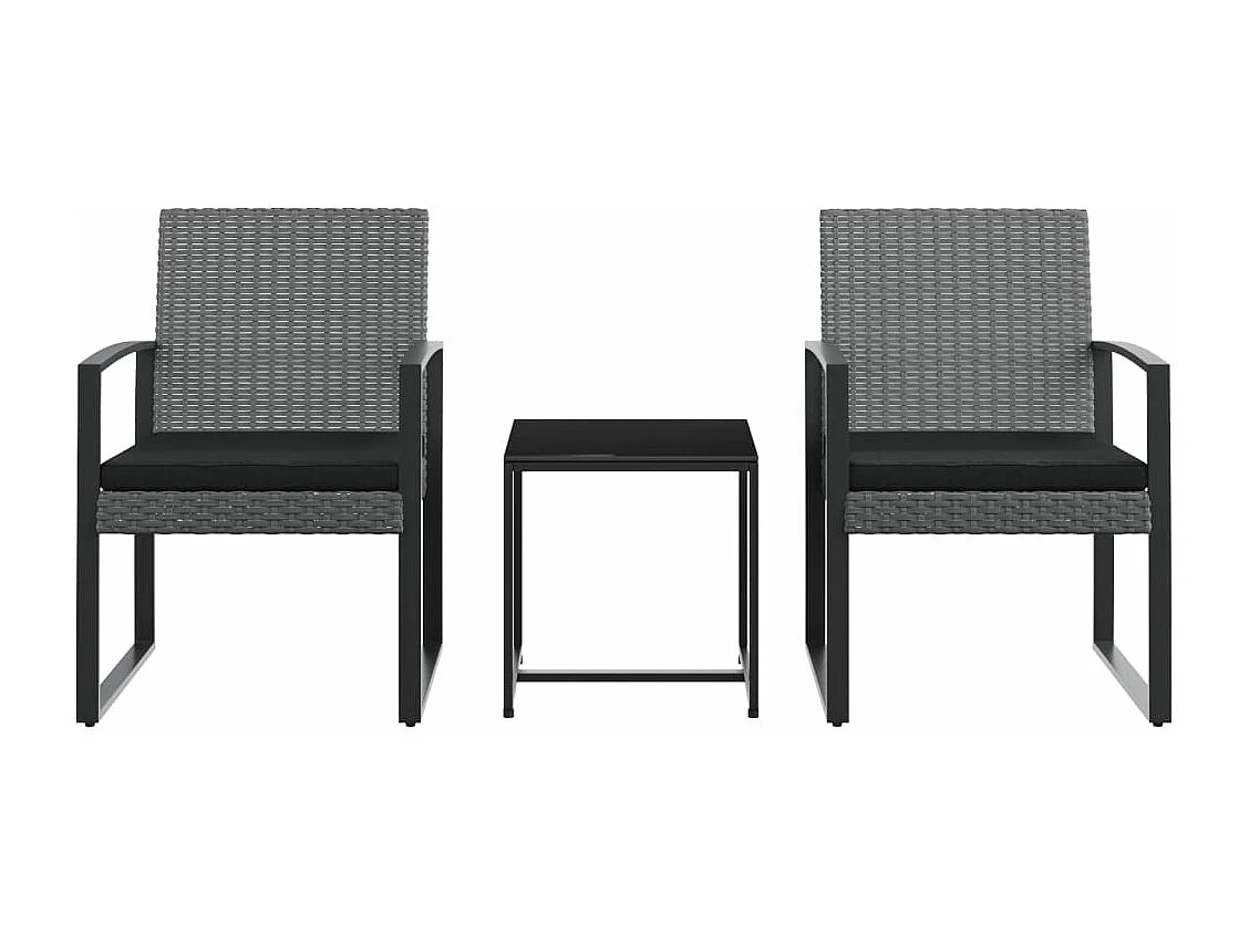 Comedor de jardín 3 pzas cojines PP aspecto ratán gris oscuro YOE76186