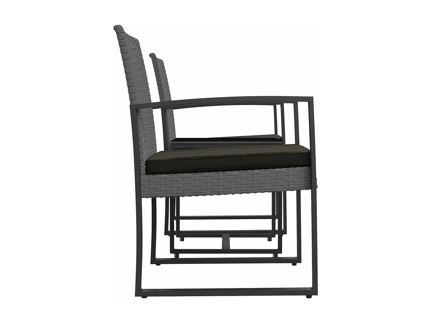 Comedor de jardín 3 pzas cojines PP aspecto ratán gris oscuro YOE76186