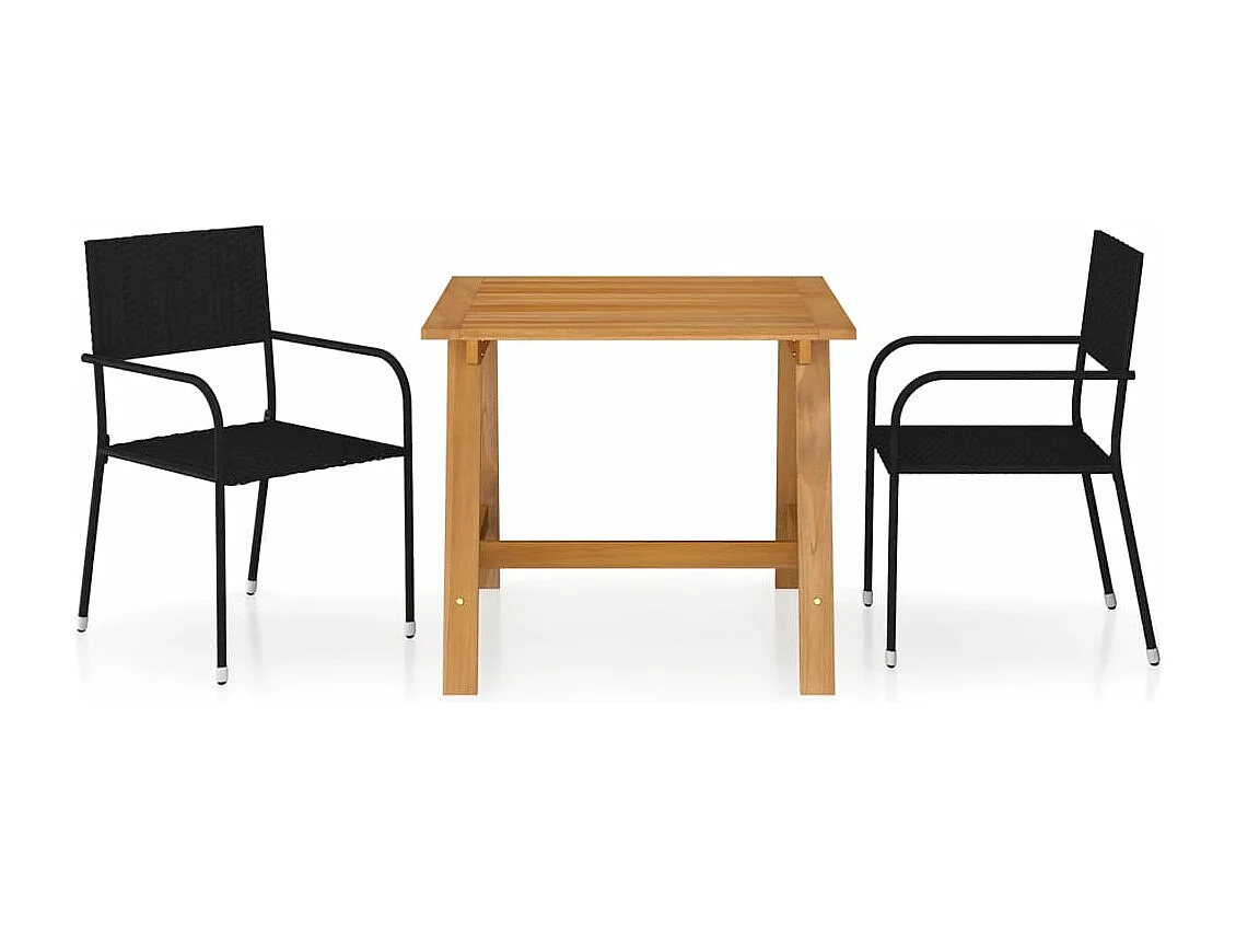 Ensemble de salle à manger de jardin 3 pcs Noir BE18768