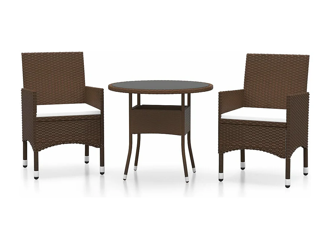 Salle à manger de jardin 3 pcs Résine tressée Marron GFDF94637